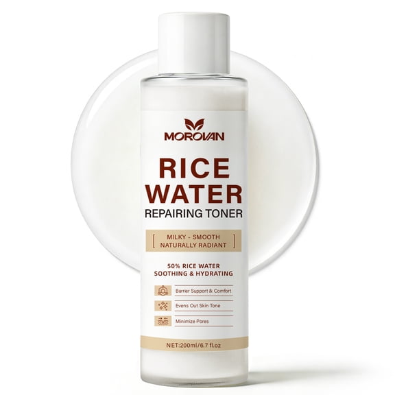 Morovan Rice Water Toner Repairing Hydrating Face Skincare Daily Use All Skin Types 6.7 fl oz