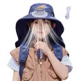 thumbnail image 6 of CSSAD Outdoor Wide Brim Sun Hat with Solar Fan, Summer Big Brimmed Shawl Fisherman's Hat for Childen, Sun Bucket Hat for Men Women UPF 50+ Bucket Fishing & Beach Hat with Fan, Navy, 6 of 6