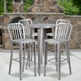 thumbnail image 2 of Flash Furniture Richard Commercial Grade 24" Round Silver Metal Indoor-Outdoor Bar Table Set with 4 Vertical Slat Back Stools, 2 of 5