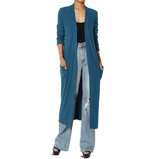 TheMogan Women's PLUS Long Open Front Drape Soft Knit Duster Long Sleeve Maxi Cardigan