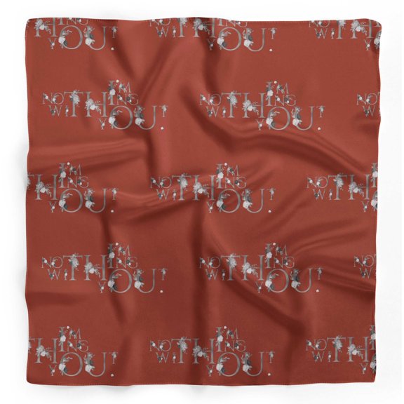 Bimba Red Floral Love Quotes Text Printed Pure Silk Scarf Neck Wrap Summer Hair Bandanas For Women 40 x 80 Inches