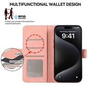 TECH CIRCLE For Galaxy S23 FE Wallet Case, PU Leather Flip Folio Case with Card Holders RFID Blocking Kickstand Shockproof TPU Inner Shell Phone Cover for Samsung Galaxy S23 FE 6.4 2023,Pink