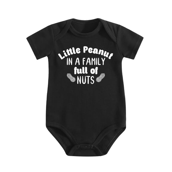 Little Peanut In A Family Full Of Nuts Baby Bodysuit Cotton Romper Infant Black-style 3-6M