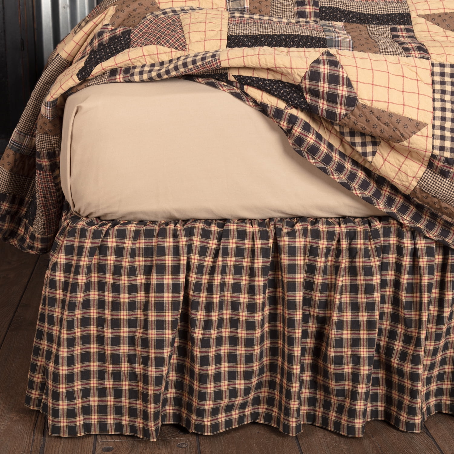 Soft Black Classic Country Bedding Denton Cotton Split Corners Soft Black Classic Country Bedding Denton Cotton Split Corners Gathered Check King Bed Skirt Com