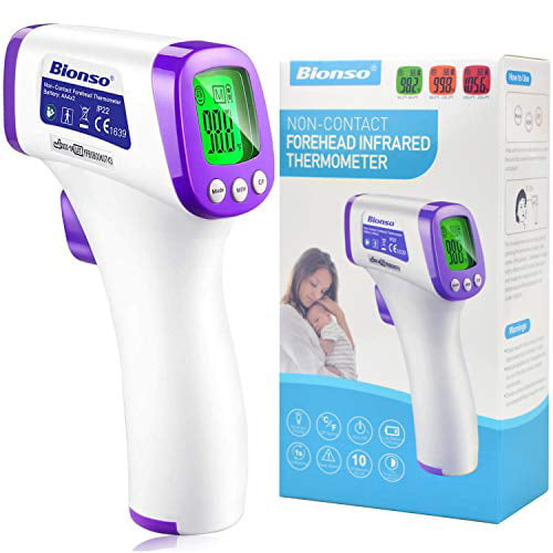 Bionso No Touch Forehead Thermometer for Adults and Kids, Fast and Professional Accurate, Upgraded Non Contact Digital Human Temperature Gun for Baby and Child, Infrared Object Thermometer Fever Alarm
