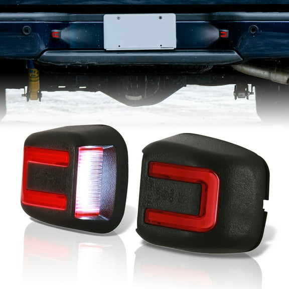 AJP Distributors White & Red SMD LED Bumper License Plate Lights Tag Lamps Set Compatible/Replacement For Nissan Titan Frontier Armada Xterra Equator 05 06 07 08 09 10 11 12 13 14 15 16 17 18 19 20 21