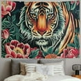 thumbnail image 2 of BCIIG Tiger Flowers Tapestry Wall Hanging Unique Style Graphic Tapestries Home Wall Decor Art Living Room Bedroom Apartment Farmhouse Dorm Decoration 50x40inch, 2 of 6