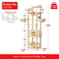 thumbnail image 5 of Furcato 77-Inch Cat Tree for Indoor Cats, Multi-Level Large Cat Tower with 4 Hammocks, 2 Padded Perches, Large Cat Condo, Beige, 5 of 8