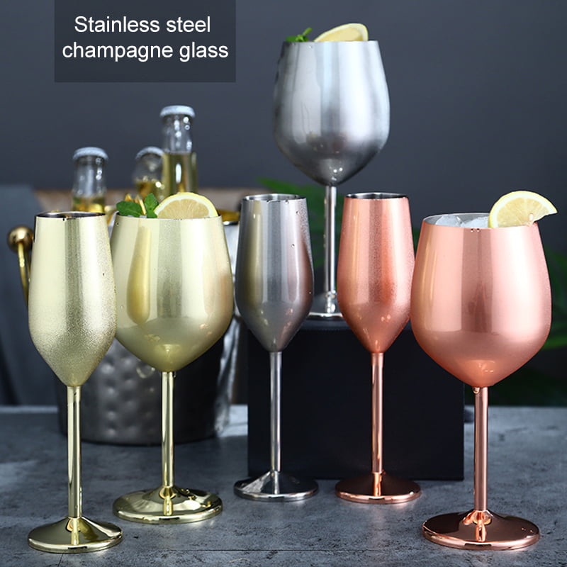 300ml Stainless Steel Red Wine Glasses Bar Party Champagne Cocktail Glass Goblet