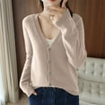 thumbnail image 2 of HJYCHN Women Autumn Cardigan Lightweight Knit Cardigan Sweater Outerwear Casual Loose Fit Thin Fall Season Wear Top Khaki S, 2 of 5