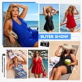 thumbnail image 4 of Ocean Blues Women's Plus Size Swimdress Halter Deep V Swimwear One Piece Skirt Tummy Control Black One Piece Bathing Suit for Women Size L, 4 of 8