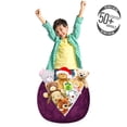 thumbnail image 3 of Purple Paisley Storage Toy Bag Chair, Outline Simplistic Oriental Ornament with Flower Items, Stuffed Animal Organizer Washable Bag, Large Size, Plum and Pink, by Ambesonne, 3 of 3