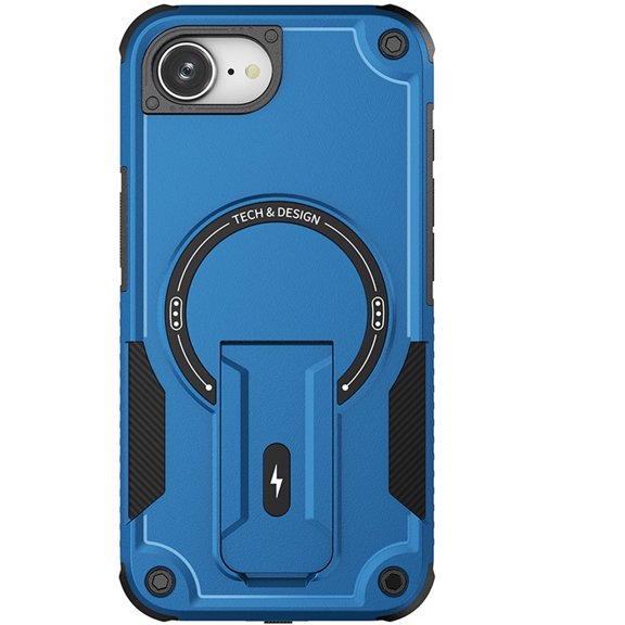for iPhone 16e Phone Case, [Built-in Invisible Kickstand] [Compatible with MagSafe] Heavy Duty Shockproof Anti-scratch Anti-fall Magnetic Phone Case Cover for iPhone 16e,Darkblue