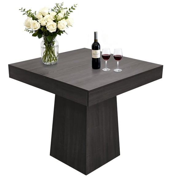 Square Dining Table for 4, 31.5" Small Farmhouse Kitchen Dinner Table with Wooden Pedestal Base, Space Saving Wood Dining Room Furniture for Living Room, Apartment