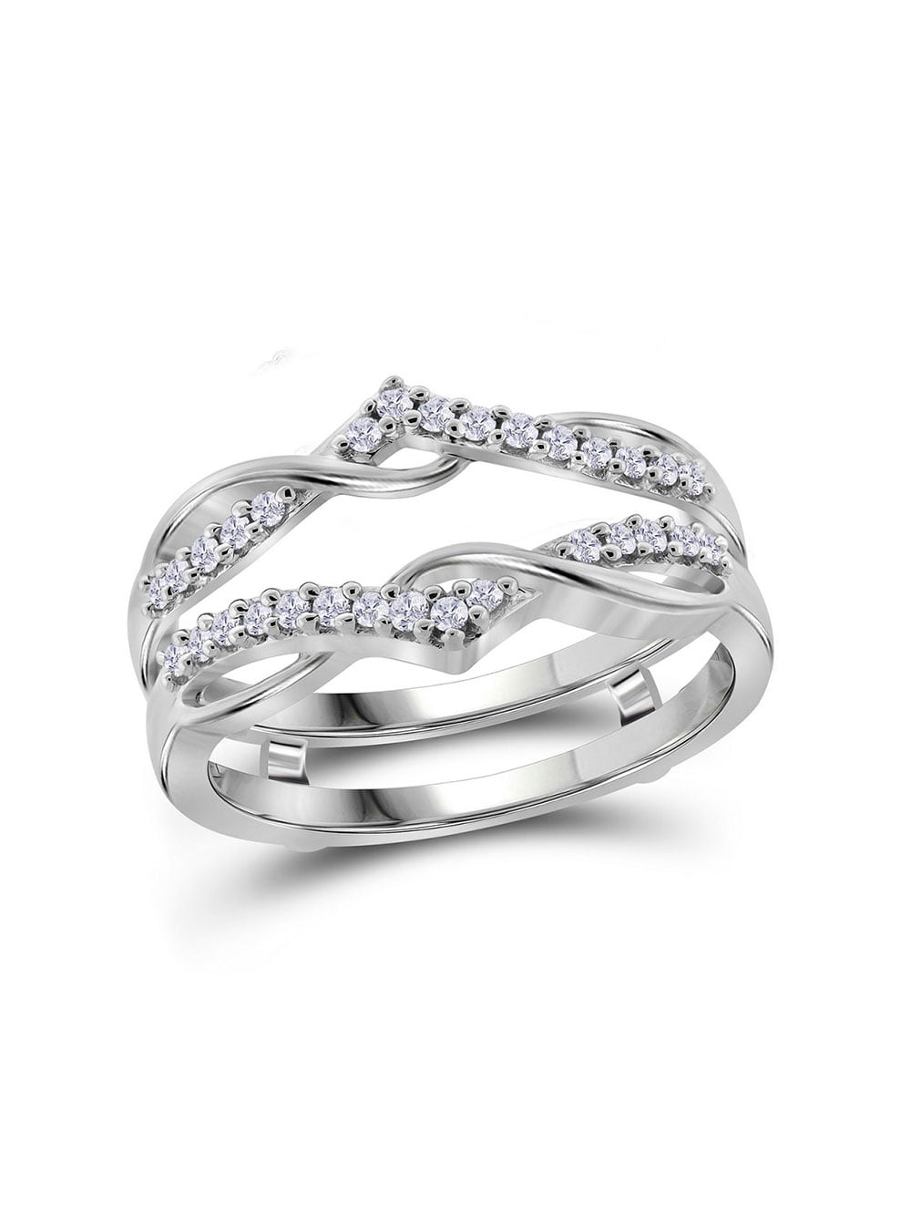 NEW 1/4ct Channel Set Solitaire Enhancer Simulated Diamonds Ring Guard Wrap 14k White Gold Plated 