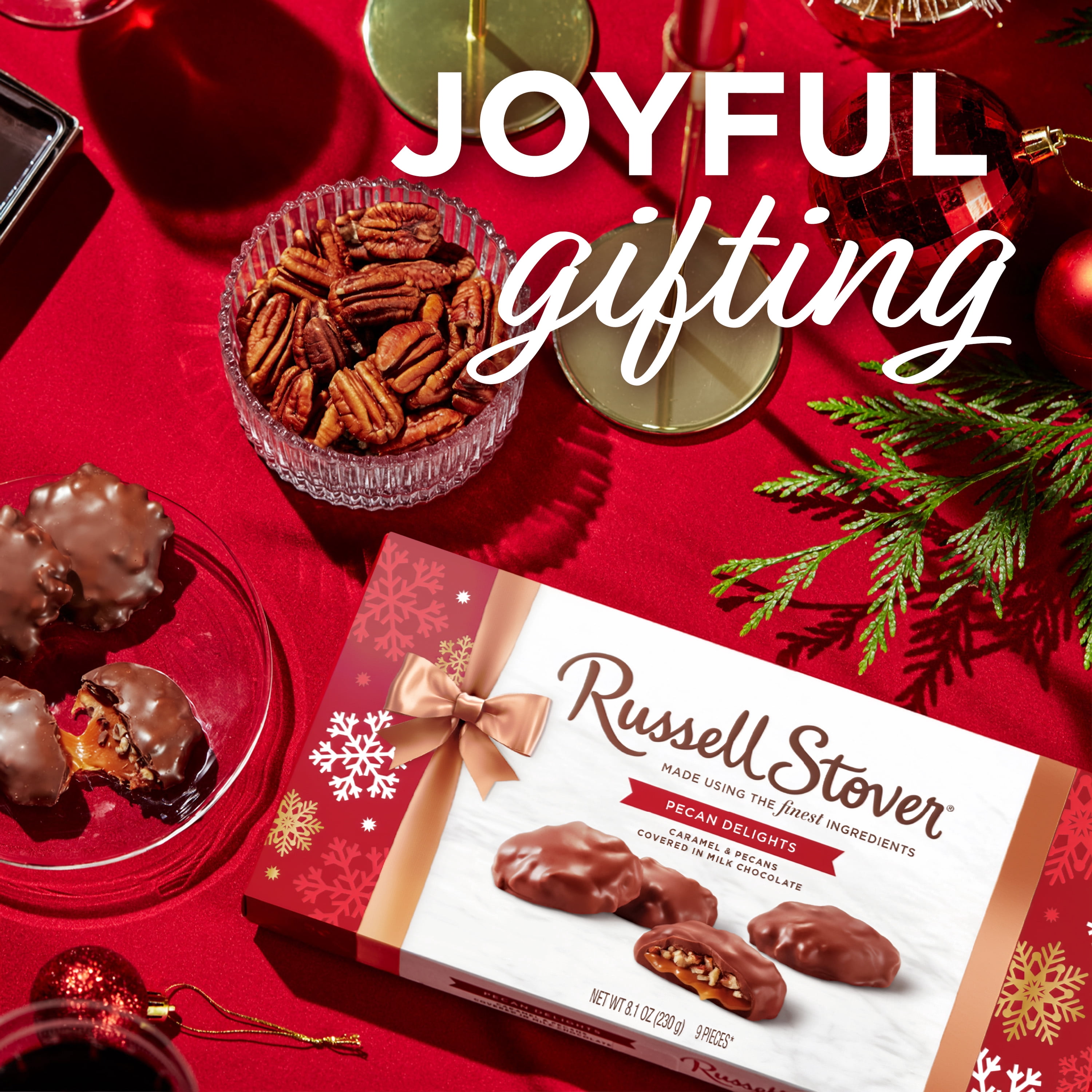 (2 pack) RUSSELL STOVER Christmas Milk Chocolate Pecan Delight Gift Box, 8.1 oz. (9 Pieces)