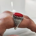 thumbnail image 5 of NEW Coral Mans Ring, Natural Red Coral Ring, Unisex Ring, Silver Jewelry, 925 Silver Ring, Birthday Gift, Heavy Mens Ring, Arabic Design, Ottoman Style Ring, Christmas, Turkey Mens Signet Ring, 5 of 7