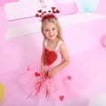 thumbnail image 6 of Odeerbi Toddler Girls Summer Love Pattern Tulle Tutu Dress + Headband + Wand Set Stage Performance Outfits Baby Sleeveless Tank Dress Mesh Princess Dress Toddler Girls Clothes, 6 of 7