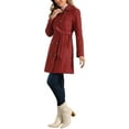 thumbnail image 4 of INSPIRE CHIC Pea Coat for Women's Peter Pan Collar Double Breasted Slant Pocket Button Down  Belted Winter Coats M Dark Red, 4 of 5