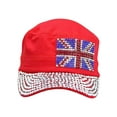 thumbnail image 3 of Red Uk Shiny Rhinestone Studded Cadet Cap Hat, 3 of 5