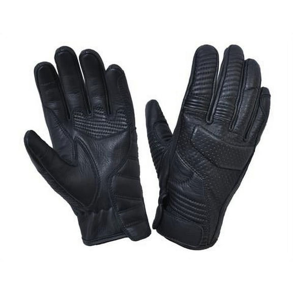 UNIK Unisex Motorcycle Kevlar Biker Perforated Leather Full Finger Gloves w/Touch Tech ,Black ,M