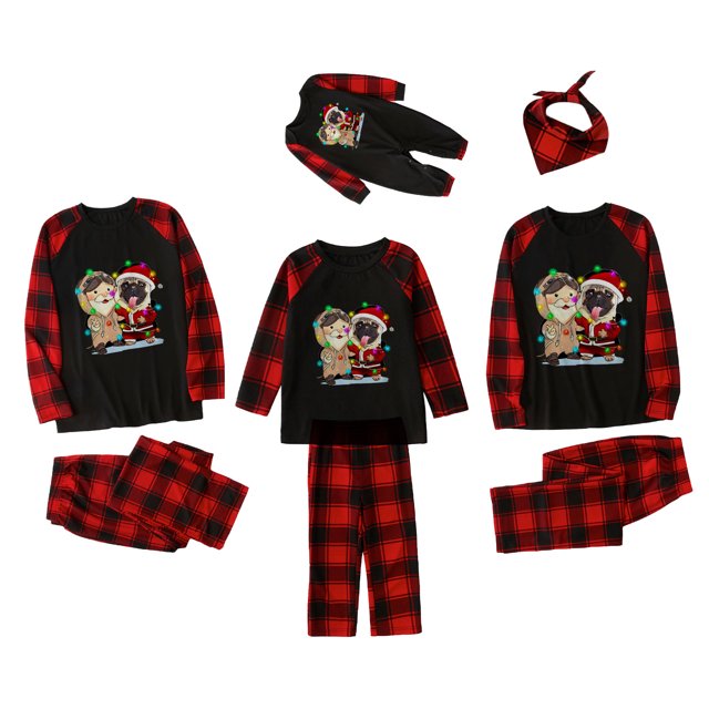 Pijamas Navideños Para La Familia Trajes A Juego Mamá Impreso Blusa Tops + Conjunto de Pantalones Odeerbi ODB189748