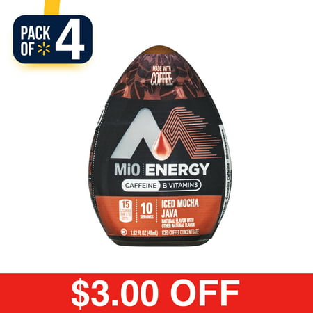 (4 pack) MiO Energy Iced Mocha Java Iced Coffee Concentrate, 12 - 1.62 fl oz (Best Mio Energy Flavor)