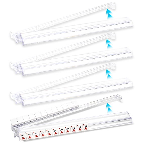 4-Pack All-in-One Acrylic Mahjong Rack & Pusher Combo for American Mahjong (Clear)