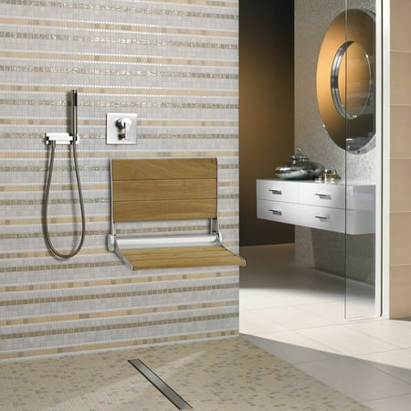 Kinbor Folding Bath Seat Bench Shower Chair Wall Mount Solid Wood