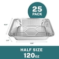 thumbnail image 5 of Klex Aluminum Pans 12.8" x 10.4", Half Size Chafing Pan, Disposable Foil Tray for Roasting, Cooking, Heating, or Steam Table (Half Size Base, 25 Count), 5 of 5