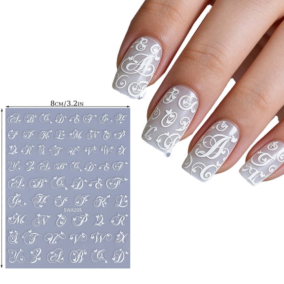 Nail Stickers 3D Alphabet Stereoscopic Embossed Letters Self-Adhesive Decorations