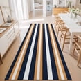 thumbnail image 3 of Hallway Runner Rug 2'x6', Orange Navy Blue Striped Kitchen Runner Rugs Non-Slip Carpet Mats, Minimalist Farmhouse Lines Bedside Rugs Runners Washable Floor Carpet for Bathroom Laundry Room, 3 of 8