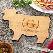 Angle View: Personalized Fork and Knife Cow Cutting Board