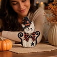 thumbnail image 4 of Halloween Decor Wooden Cat Figurine 8.7 Inch Vintage Witch Hat Design with Buffalo Plaid Bow for Indoor Home Tabletop Decor, 4 of 7
