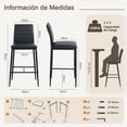 thumbnail image 4 of Set of 2 Bancos Alto, con Respaldo y Reposapié, Color Negro HOMEMAKE FURNITURE Industrial Retro, 4 of 6