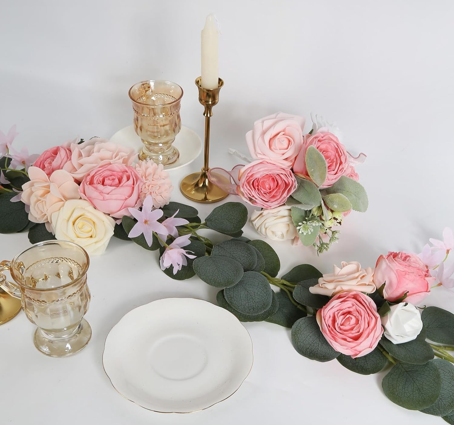 Pink Dried Flowers Artificial Roses Bulk Heads Pink Flowers Artificial for Decorations Pink Cabbage Roses Silk Flowers for Home Decor Indoor Floral Arrangements Artificial (Pink)