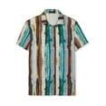 thumbnail image 5 of INSPIRE CHIC Men's Short Sleeve Button Down Stripes Color Block Printed Shirts M Blue Brown, 5 of 6