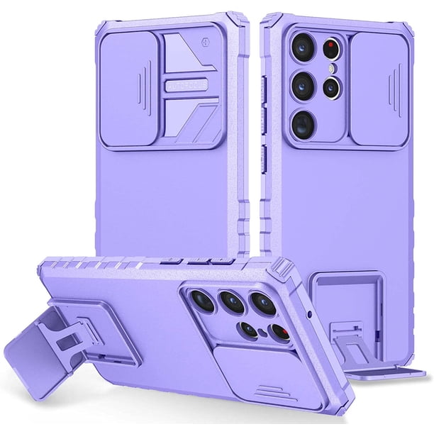 Funda de teléfono para Samsung Galaxy S23/S22, carcasa de cámara deslizante con soporte, resistente, grado militar, a prueba de golpes, parachoques resistente qym unisex