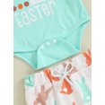 thumbnail image 4 of Mevireiy 3Pcs Baby Easter Outfits Long Sleeve Romper Bunny Print Elastic Waist Pants Hat,Sky Blue,0-3 Months, 4 of 6