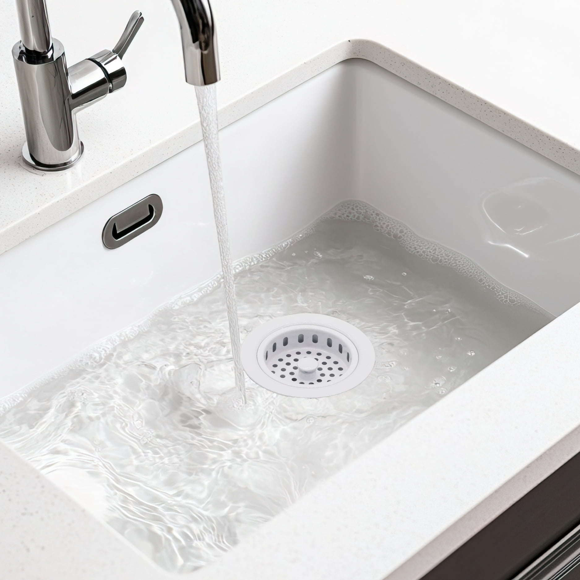 Westbrass COMBO PACK 3-1/2" Wing Nut Style Sink Strainer and Extra-Deep Waste Disposal Trim, Powder Coat White
