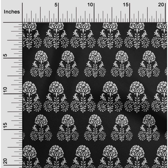 oneOone Organic Cotton Poplin Twill Fabric Leaves & Floral Block Print Fabric By Yard 42 Inch Wide