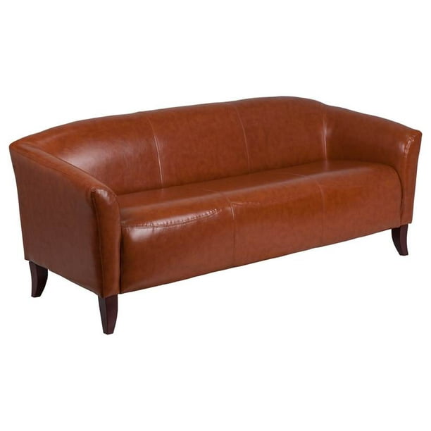 Flash Furniture Cognac Leathersoft Sofa With Cherry Wood Feet Com Flash Furniture Cognac Leathersoft Sofa, Pruitt’s Furniture Reviews
