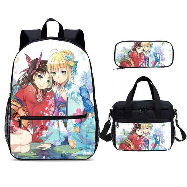 Set de mochilas Fates Zero, mochila escolar, casual, anime, para niños