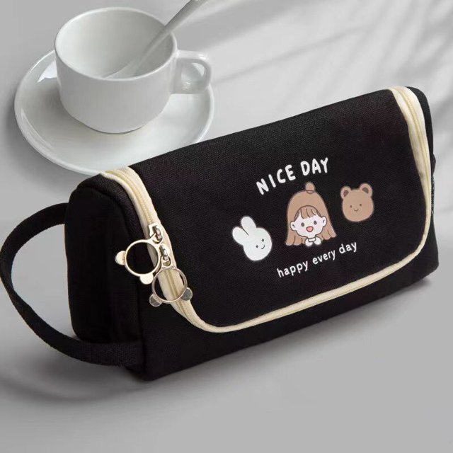 Estuche de lápices de lona de color vaquero de alta gama, bolsa de almacenamiento de suministros escolares, estuche bonito para bolígrafos, bolsa de papelería para estudiantes, bolsa de lápices portát Fivean unisex