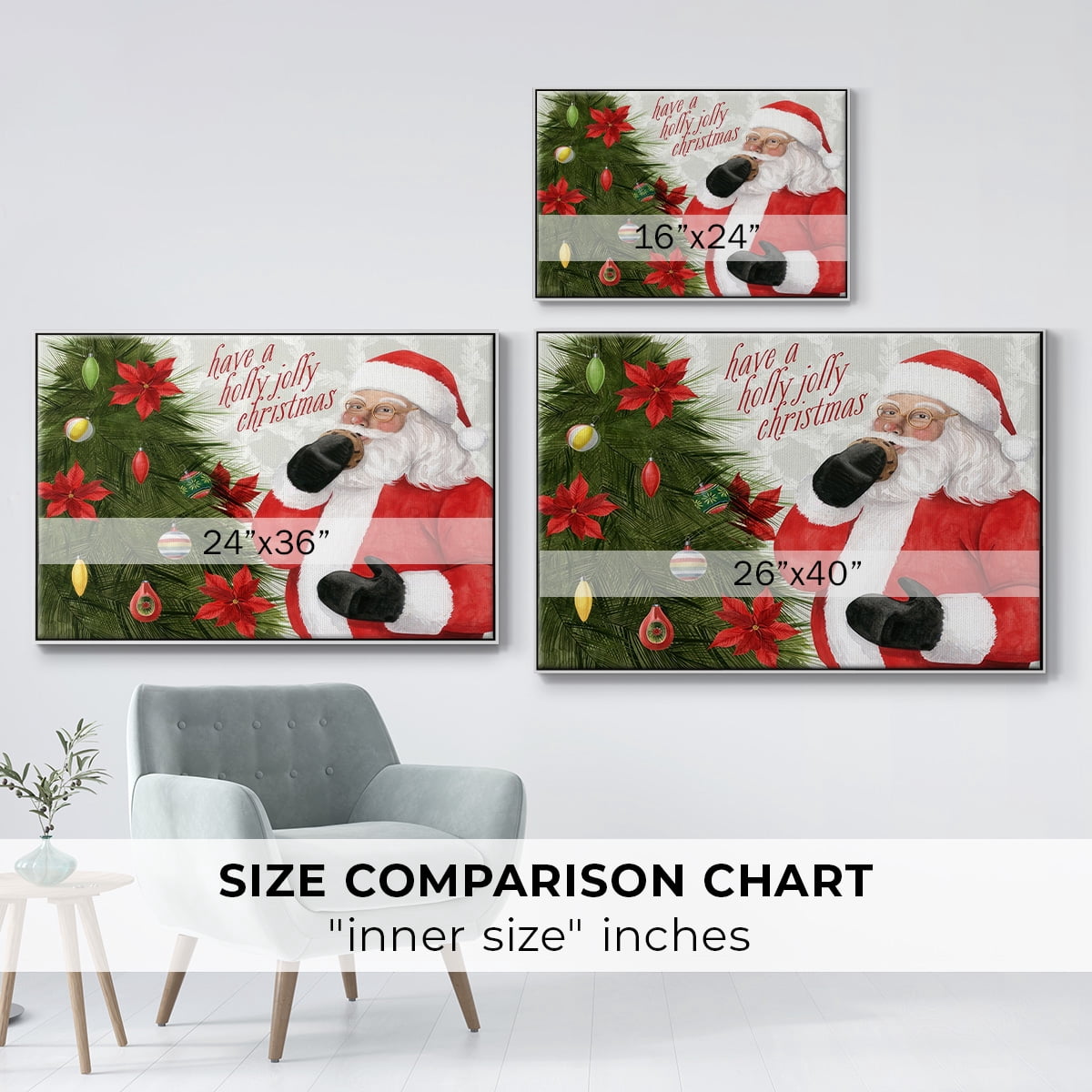 Arose Such a Clatter Collection A - Framed Gallery Wrapped Holiday Canvas - 27 x 41 - White Frame