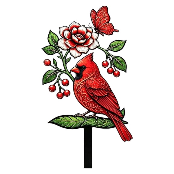 DVKOVI Outdoor Bird Decor Acrylic Rustic Red Cardinal Decoration Outdoor Garden Decor for Walkways Patios Courtyard