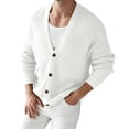 thumbnail image 2 of Hvogkswy Mens Cardigan Sweater Solid Long Sleeve V-Neck Casual Thermal Sweater Soft Comfy Button Down Knit Cardigan, 2 of 7