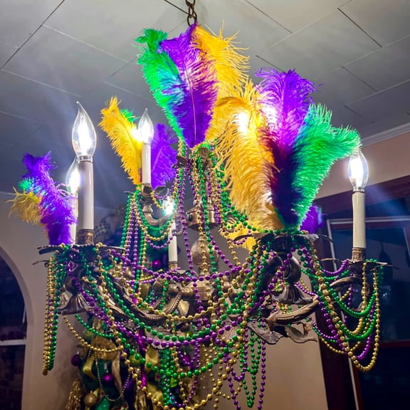 ZLKMQM 18 pcs Gold Green Purple Feathers 8-10 inch Bulk for Mardi Gras DIY Accessories Masquerade Party Decorations Table Centerpiece