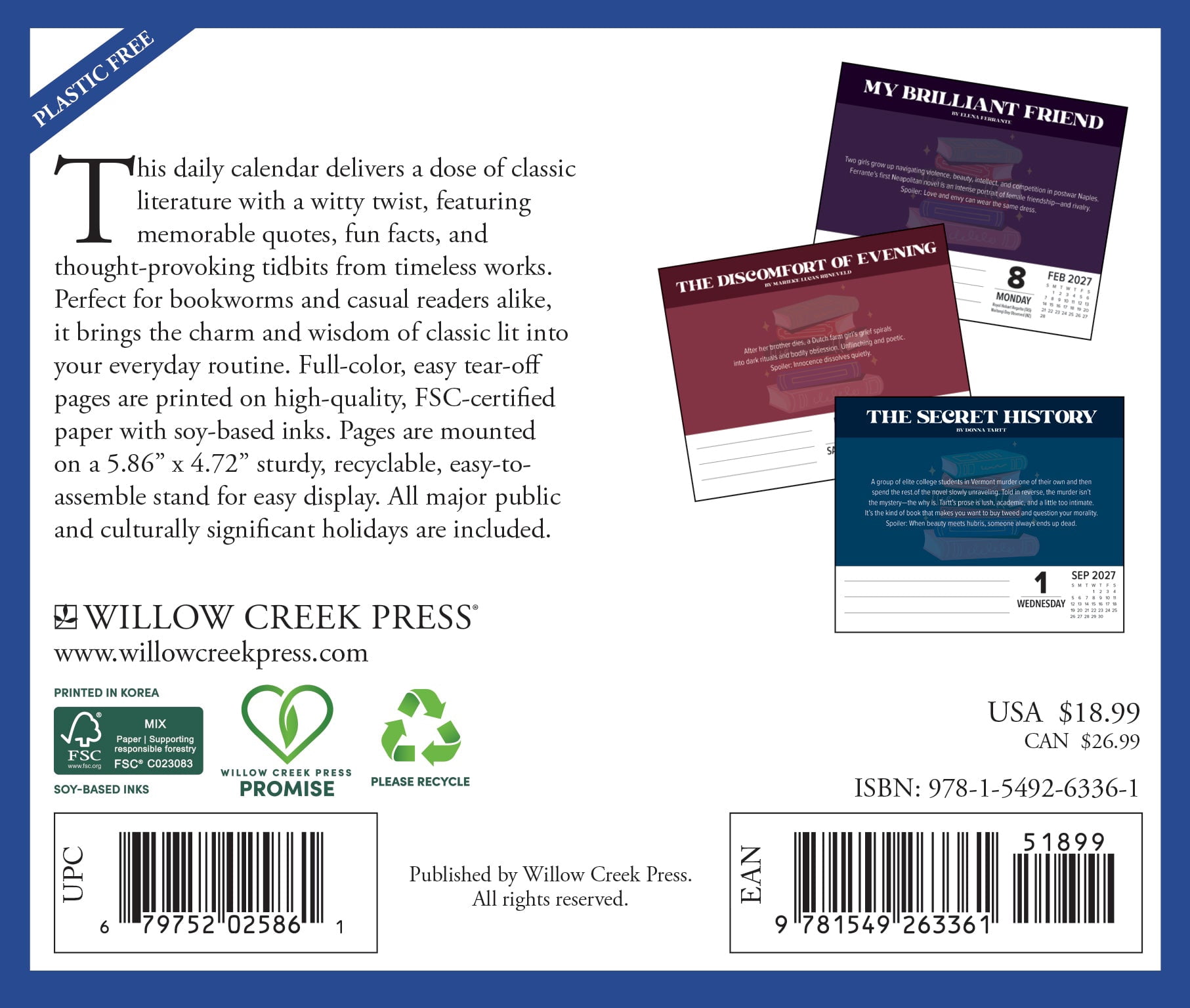 Willow Creek Press, Cover to Cover 2027 Box Calendar