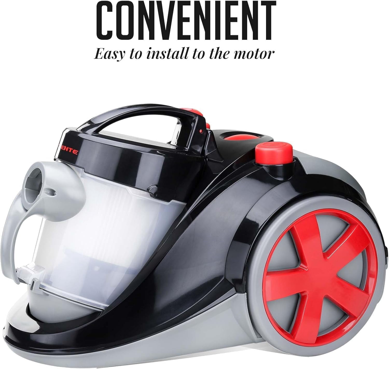 OVENTE Replacement Dust Container for Bagless Canister Vacuum ST2000 and ST2010 Series with Transparent and Clear View for Quick Monitoring, Black ACPST2075